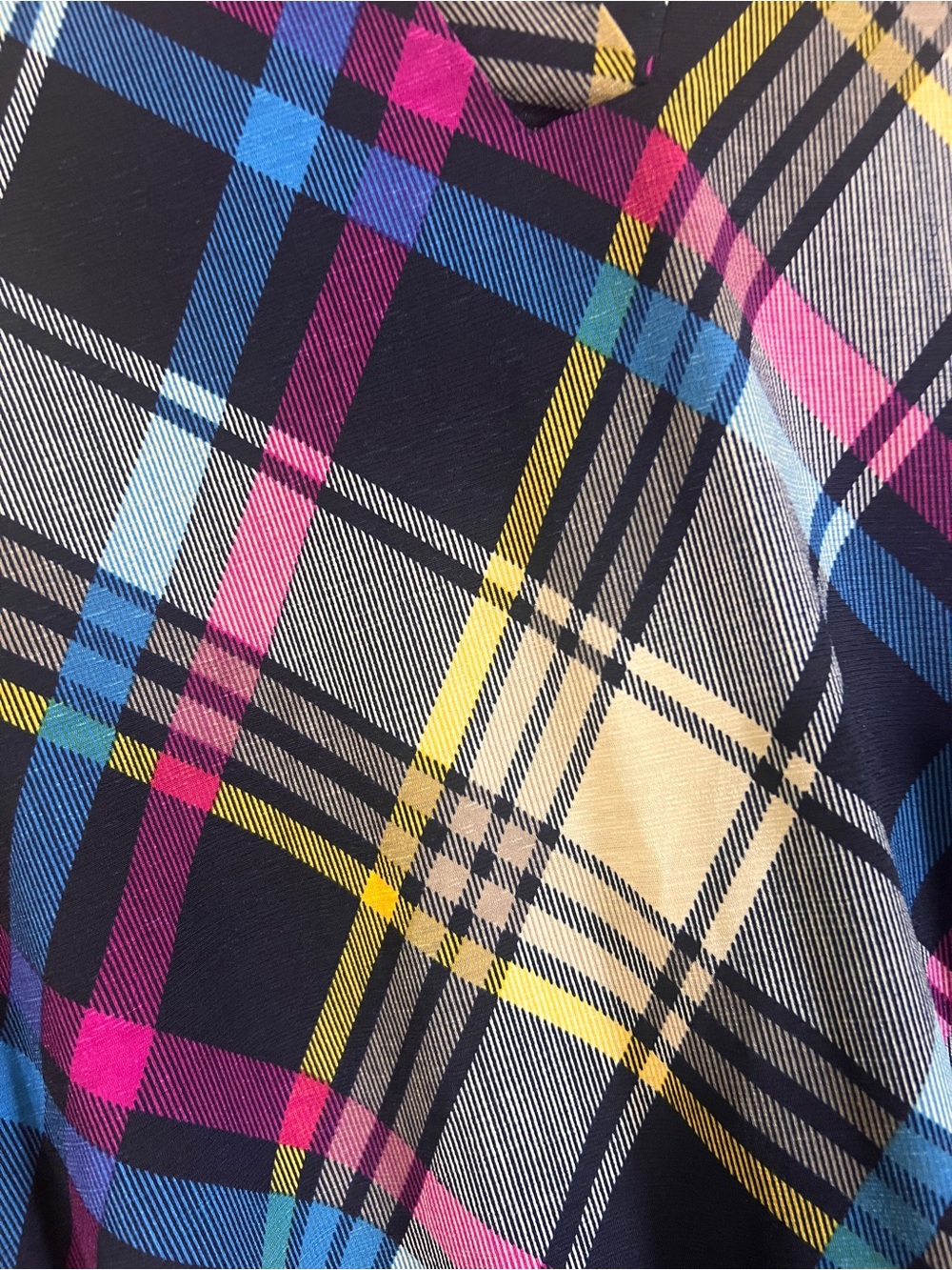 Dear Scarlett Navy Multi-Color Plaid Notch-Neck Tunic - Picture 4 of 8